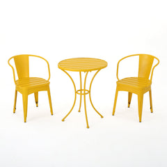 Bright Finish Colmar 3-Piece Yellow Iron Bistro Set