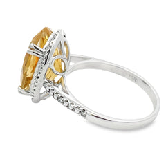 5.17ct Citrine Diamond Ring 14KT White Gold