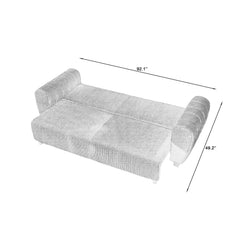 Corduroy Upholstered 3-Seat Sofa Couch 2-in-1 Convertible Sleeper Sofa Light Brown
