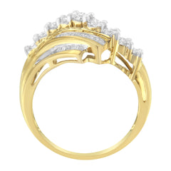 10K Yellow Gold Round and Baguette Diamond-Cut Ring (1/2 Cttw, I-J Color, I1-I2 Clarity) - Size 7