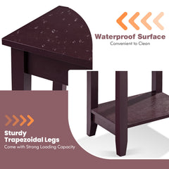 2-Tier Nightstand End Side Wooden Legs Table for Bedroom