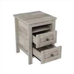 3-Pieces Bedroom Set Queen Size Farmhouse Platform Bed with Storage Headboard and Charging Station