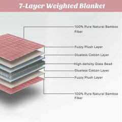 20 lbs 60" x 80" Heavy Weighted Soft Breathable Blanket with Natural Bamboo Fabric -Pink