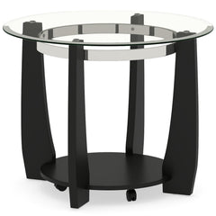 32" 2-Tier Glass Round Coffee Table with Storage Shelf
