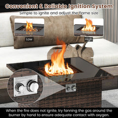 32.5 Inch Propane Fire Pit Table 5000 BTU with Tempered Glass Tabletop