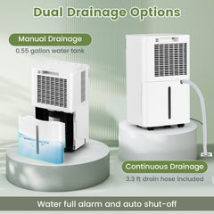 32 Pints 2000 Sq.ft Quiet Dehumidifier for Home with 3 Modes-White