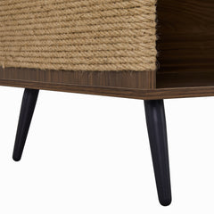 Cat Furniture 2 IN 1 Modern Walnut Cabinet Side Table With Spring-Loaded Door