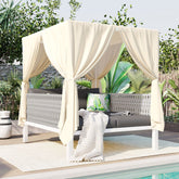 U_Style Outdoor Patio Sunbed with Curtains