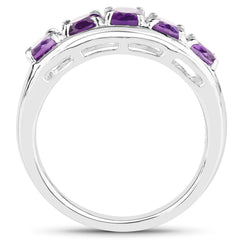 1.70 Carat Genuine Amethyst .925 Sterling Silver Ring