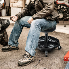 330 LBS Capacity Pneumatic Rolling Mechanic Stool with Padded Seat-Black