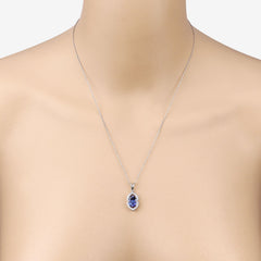 2.44 Carat Genuine Tanzanite and White Diamond 14K White Gold Pendant