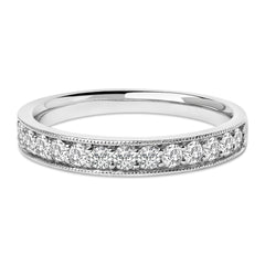 14K Yellow Gold 1/2 Cttw Round Diamond Milgrain Wedding Band