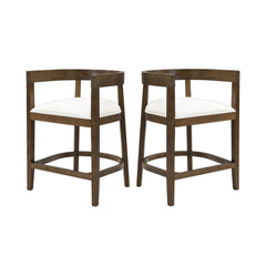 Modern Rubberwood Counter Stool Set with Upholstered Seats