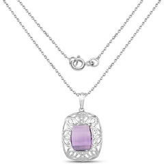 7.30 Carat Genuine Amethyst .925 Sterling Silver Pendant