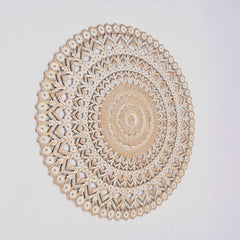 48” Hand-Carved Round Wooden Wall Art