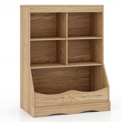 3-Tier Children's Multi-Functional Bookcase Toy Storage Bin Floor Cabinet-Natural