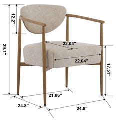 Beige PU Leather Dining Room Chair with Metal Frame