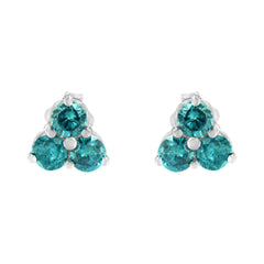 14KT White Gold Treated Blue Diamond Trio Stud Earrings (1 1/3 cttw, Blue)