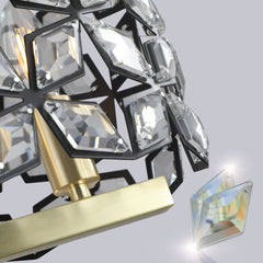 39" Contemporary Crystal and Black-Gold Pendant Chandelier