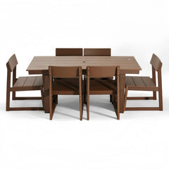 7-Piece Outdoor Dining Set with HDPE Patio Table & 6 Armless Chairs