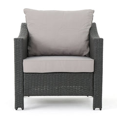 Outdoor Wicker Club Chairs Set of 2 with Water-Resistant Cushions