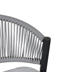 Outdoor Bar Height Metal Frame Counter Stools with Scallop-shaped Backrest & Water-resistant Cushions - Set of 2