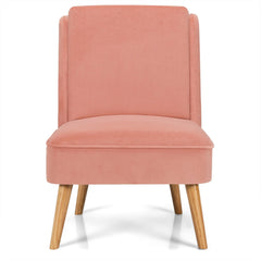 Velvet Accent Armless Side Chair with Rubber Wood Legs for Bedroom