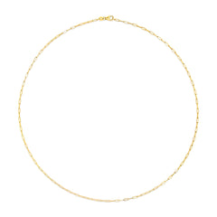 Unisex Solid 14K Yellow Gold 1.5mm Paperclip Chain Necklace - 18 Inches
