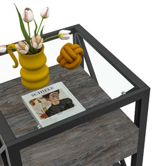 Set of 2 Modern End Tables with Drawer - Nightstand