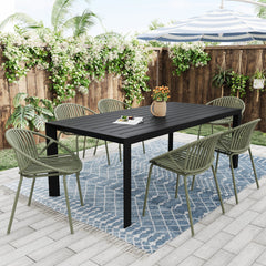 Patio Dining Chairs Stackable Chairs with Breathable Design (Set of 2)