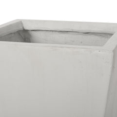 13" Outdoor Modern MGO Small Cast Stone Planter Matte White