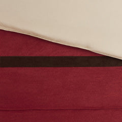 7 PC Pieced Faux Suede Comforter Set Red King