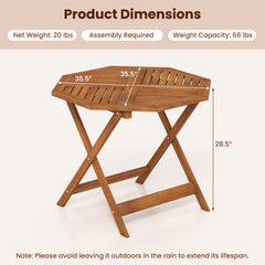 35.5 Inch Solid Wood Patio Dining Table Octagon Table with 1.97 Inch Umbrella Hole