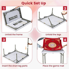35 Inch 4 Player Game Card Folding Mahjong Table with Cup Holders-Red