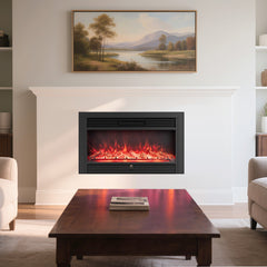 33/36-Inch Electric Fireplace Insert 750W/1500W Recessed Fireplace Heater