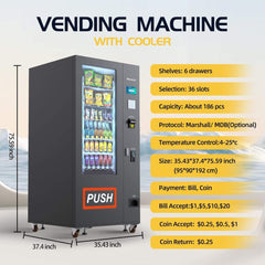 36-Slot Commercial Refrigerated Snack Drink Vending Machine With Bill And Coin Acceptor (SAK67318)