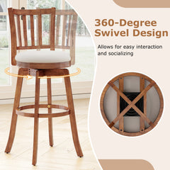 360° Rotating Counter Height Chairs Set of 4 with Backrest and Upholstered Seat