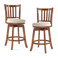 360° Rotating Counter Height Chairs Set of 2 with Upholstered Seat and Backrest