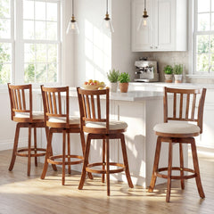 360° Rotating Counter Height Chairs Set of 2 with Upholstered Seat and Backrest