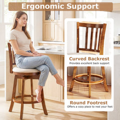 360° Rotating Counter Height Chairs Set of 2 with Upholstered Seat and Backrest