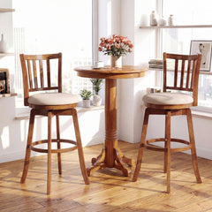 360° Rotating Counter Height Chairs Set of 2 with Upholstered Seat and Backrest