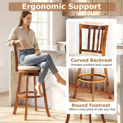 360° Rotating Counter Height Chairs Set of 2 with Upholstered Seat and Backrest