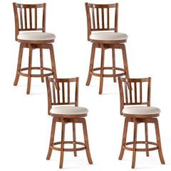 360° Rotating Counter Height Chairs Set of 4 with Backrest and Upholstered Seat