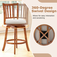 360° Rotating Counter Height Chairs Set of 4 with Backrest and Upholstered Seat