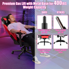 360° Swivel Computer Chair with Casters for Office Bedroom-Red