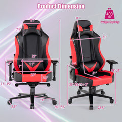 360° Swivel Computer Chair with Casters for Office Bedroom-Red