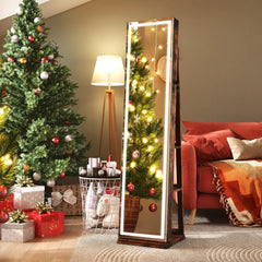 360° Swivel Freestanding Jewelry Cabinet with Lighted Full Length Mirror