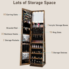 360° Swivel Jewelry Cabinet with Full Length Mirror