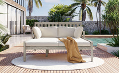 Outdoor Daybed With Four Pillows (Gray+Beige Cushion)