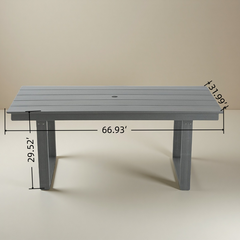 7-Piece HDPE Outdoor Dining Set for 6 – Weather-Resistant Patio Table with Umbrella Hole (Grey)